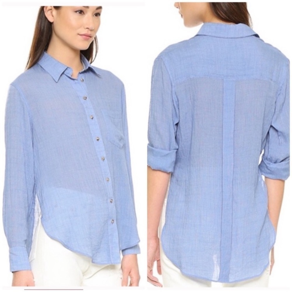 FREE PEOPLE Blue Button Down Shirt Size XS